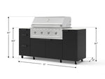 NewAge Outdoor Kitchens Outdoor Grill Island Stainless-Steel 6-Piece Cabinet Set with Casters 1 Door, 3 Drawer, Grill Cabinet, Performance Grill and Dekton in Aeris Countertops - (Liquid Propane) 