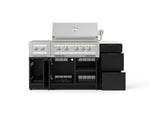 NewAge Outdoor Kitchens Outdoor Grill Island Stainless-Steel 6-Piece Cabinet Set with 3-Drawer, Grill Cabinet, Platinum Grill, Dual Side Burner and Dekton in Aeris Countertop - (Liquid Propane) 