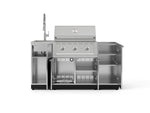 NewAge Outdoor Kitchens Outdoor Grill Island Stainless-Steel 5-Piece Cabinet Set with Sink, 1 Door, Grill Cabinet, Performance Grill and Stainless Steel Countertop - (Liquid Propane) 