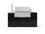 NewAge Outdoor Kitchens Outdoor Grill Island Aluminum 5-Piece Cabinet Set with Sink, 3 Drawer, Grill Cabinet, Platinum Grill and Stainless Steel Countertop - (Natural Gas) 