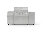 NewAge Outdoor Kitchens Outdoor Grill Island Stainless-Steel 6-Piece Cabinet Set with Casters and 1-Door, Grill Cabinet, Performance Grill, Side Burner and Dekton in Aeris Countertop - (Liquid Propane) 