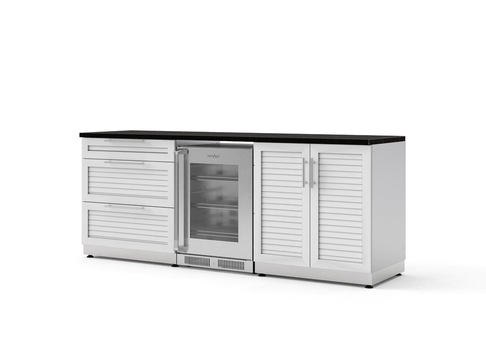 NewAge Outdoor Kitchens Stainless Steel 5-Piece Cabinet Set with 3-Drawer, 2-Door Cabinet, Countertops and Fridge-73859-Garage Giant