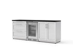 NewAge Outdoor Kitchens Stainless Steel 5-Piece Cabinet Set with 3-Drawer, 2-Door Cabinet, Countertops and Fridge-73859-Garage Giant 
