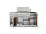 NewAge Outdoor Kitchens Outdoor Grill Island Stainless-Steel Louvered Doors 6-Piece Cabinet Set with 1-Door, Grill Cabinet, Platinum Grill, Dual Side Burner and Dekton in Sirius Countertop - (Natural Gas) 