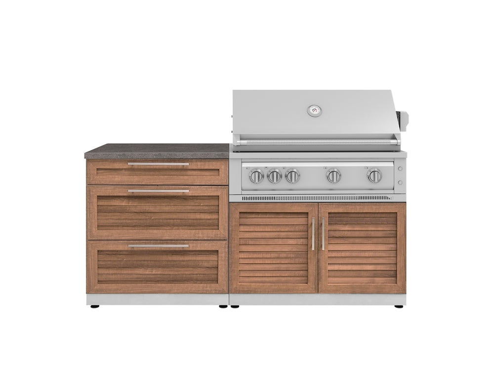 NewAge Outdoor Kitchens Stainless-Steel 4-Piece Cabinet Set with 3 Drawer, Grill Cabinet, Platinum Grill, and Countertop-71681-Garage Giant