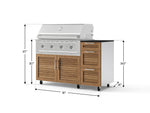 NewAge Outdoor Kitchens Outdoor Grill Island Stainless-Steel Louvered Doors 4-Piece Cabinet Set with Casters and 3-Drawer, Grill Cabinet, Performance Grill and Dekton in Sirius Countertop - (Liquid Propane) 