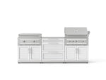 NewAge Outdoor Kitchens Stainless Steel Louvered Doors 6-Piece Cabinet Set with 3 Drawer, Grill Cabinet, Platinum Griddle, Grill and Countertop-75185-Garage Giant 