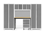 NewAge Garage Cabinets Bold Series 6-Piece Cabinet Set with Locker, RTA Locker, Tool, Wall Cabinets, Slatwall Backsplash, Workbench and Worktop-63028-Garage Giant 