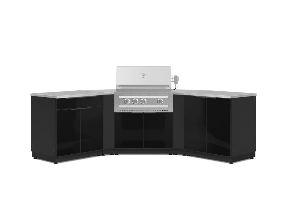 NewAge Outdoor Kitchens Aluminum 7-Piece Cabinet Set with 2 Door, Bar, Corner, Grill Cabinet, Platinum Grill, and Countertops-67670-Garage Giant