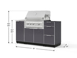 NewAge Outdoor Kitchens Outdoor Grill Island Aluminum 5-Piece Cabinet Set with Sink, 3 Drawer, Grill Cabinet, Platinum Grill and Stainless Steel Countertop - (Liquid Propane) 