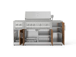 NewAge Outdoor Kitchens Outdoor Grill Island Stainless-Steel Louvered Doors 6-Piece Cabinet Set with 1-Door, Grill Cabinet, Platinum Grill, Dual Side Burner and Countertop-74562-Garage Giant 
