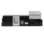 NewAge Outdoor Kitchens Aluminum 7-Piece Cabinet Set with 3-Drawer, Bar, Grill Cabinet, Platinum Grill, Countertops and Glass Door Fridge-73658-Garage Giant 