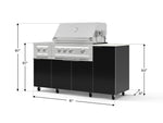 NewAge Outdoor Kitchens Outdoor Grill Island Aluminum 6-Piece Cabinet Set with Casters and 1-Door, Grill Cabinet, Platinum Grill, Dual Side Burner and Dekton in Aeris Countertop - (Liquid Propane) 