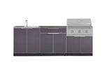 NewAge Outdoor Kitchens Aluminum 5-Piece Cabinet Set with Bar, Grill, Sink Cabinet, Performance Grill, and Countertop-71266-Garage Giant 
