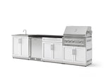 NewAge Outdoor Kitchens Stainless Steel 6-Piece Cabinet Set with Sink, Bar, Grill Cabinet, Platinum Grill, Countertop and Stainless Steel Door Fridge-73767-Garage Giant 