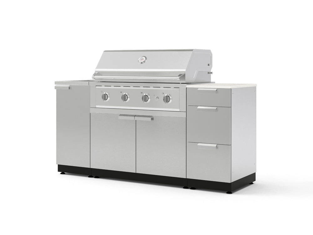 NewAge Outdoor Kitchens Outdoor Grill Island Stainless-Steel 5-Piece Cabinet Set with Sink, 3 Drawer, Grill Cabinet, Performance Grill and Stainless Steel Countertop - (Natural Gas) | Garage Giant