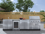 NewAge Outdoor Kitchens Stainless Steel 6-Piece Cabinet Set with Sink, Bar, Grill Cabinet, Performance Grill, Countertop and Fridge-66359-Garage Giant 
