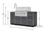 NewAge Outdoor Kitchens Outdoor Grill Island Aluminum 5-Piece Cabinet Set with Sink, 3 Drawer, Grill Cabinet, Performance Grill and Stainless Steel Countertop - (Liquid Propane) 
