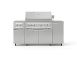 NewAge Outdoor Kitchens Outdoor Grill Island Stainless-Steel 6-Piece Cabinet Set with Casters and 1-Door, Grill Cabinet, Platinum Grill, Dual Side Burner, Countertop-74865-Garage Giant 