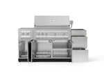 NewAge Outdoor Kitchens Outdoor Grill Island Stainless-Steel 5-Piece Cabinet Set with 3-Drawer, Grill Cabinet, Dual Side Burner and Platinum Grill - (Liquid Propane) 