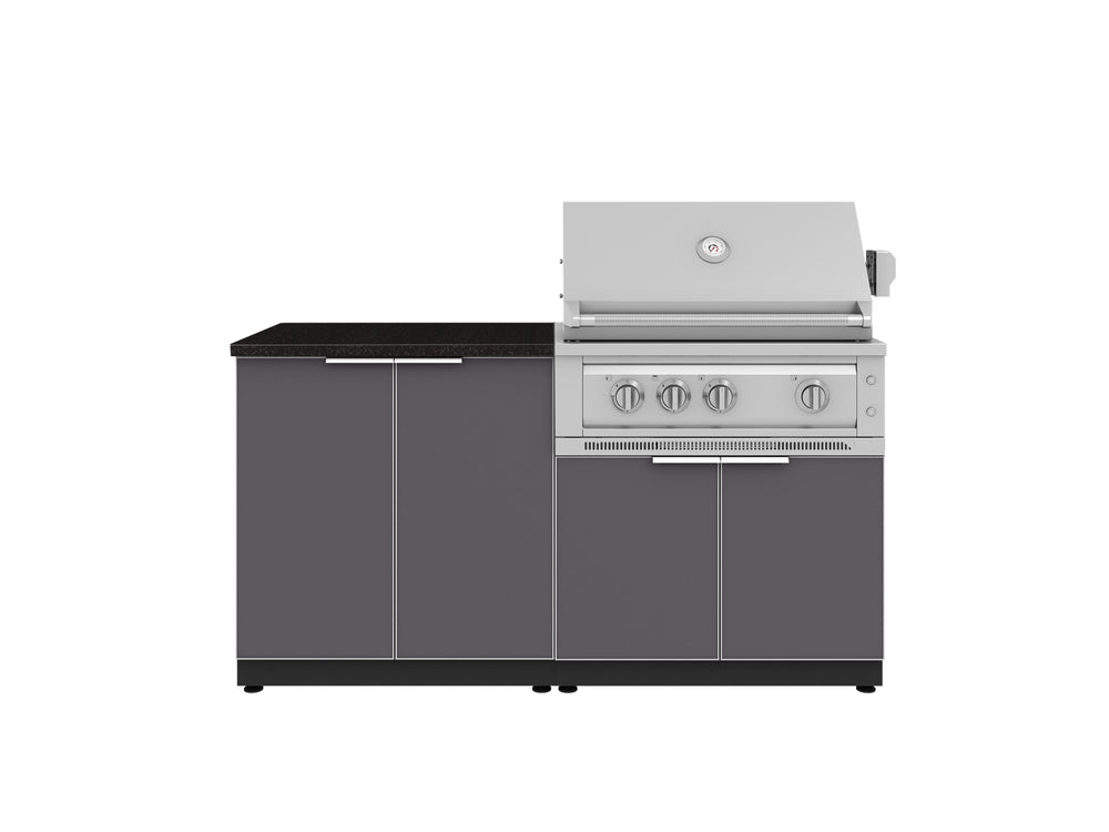 NewAge Outdoor Kitchens Aluminum 4-Piece Cabinet Set with 2 Door, Grill Cabinet, Platinum Grill and Countertop-71760-Garage Giant