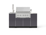 NewAge Outdoor Kitchens Outdoor Grill Island Aluminum 5-Piece Cabinet Set with Sink, 1 Door, Grill Cabinet, Platinum Grill and Stainless Steel Countertop - (Liquid Propane) 