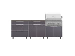 NewAge Outdoor Kitchens Aluminum 5-Piece Cabinet Set With Casters and 3 Drawer, Bar, Grill Cabinet, Platinum Grill, Countertop-72609-Garage Giant 