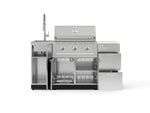 NewAge Outdoor Kitchens Outdoor Grill Island Stainless-Steel 5-Piece Cabinet Set with Sink, 3 Drawer, Grill Cabinet, Performance Grill and Stainless Steel Countertop - (Natural Gas) 