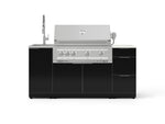 NewAge Outdoor Kitchens Outdoor Grill Island Aluminum 5-Piece Cabinet Set with Sink, 3 Drawer, Grill Cabinet, Platinum Grill and Stainless Steel Countertop - (Liquid Propane) 