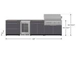 NewAge Outdoor Kitchens Aluminum 7-Piece Cabinet Set with 3-Drawer, Bar, Grill Cabinet, Platinum Grill, Countertops and Fridge-71918-Garage Giant 