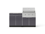 NewAge Outdoor Kitchens Aluminum 4-Piece Cabinet Set with Bar, Grill Cabinet, Performance Grill and Countertop - (Natural Gas) 