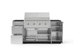NewAge Outdoor Kitchens Outdoor Grill Island Stainless-Steel 6-Piece Cabinet Set with 1 Door, 3 Drawer, Grill Cabinet, Performance Grill and Dekton in Sirius Countertops - (Liquid Propane) 