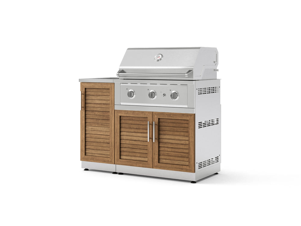 NewAge Outdoor Kitchens Outdoor Grill Island Stainless-Steel Louvered Doors 3-Piece Cabinet Set with Sink, Grill Cabinet and Performance Grill-73971-Garage Giant