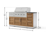 NewAge Outdoor Kitchens Outdoor Grill Island Stainless-Steel Louvered Doors 6-Piece Cabinet Set with 3-Drawer, Grill Cabinet, Performance Grill, Side Burner and Dekton in Sirius Countertop - (Natural Gas) 