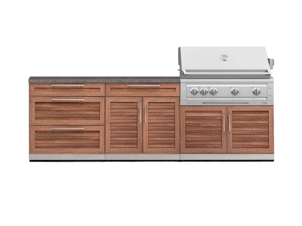 NewAge Outdoor Kitchens Stainless-Steel 5-Piece Cabinet Set with 3 Drawer, 2-Door with Drawer, Grill Cabinet, Platinum Grill and Countertop-71348-Garage Giant