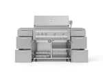 NewAge Outdoor Kitchens Outdoor Grill Island Stainless-Steel 6-Piece Cabinet Set with Casters 3 Drawers, Grill Cabinet, Platinum Grill, Countertops-74937-Garage Giant 