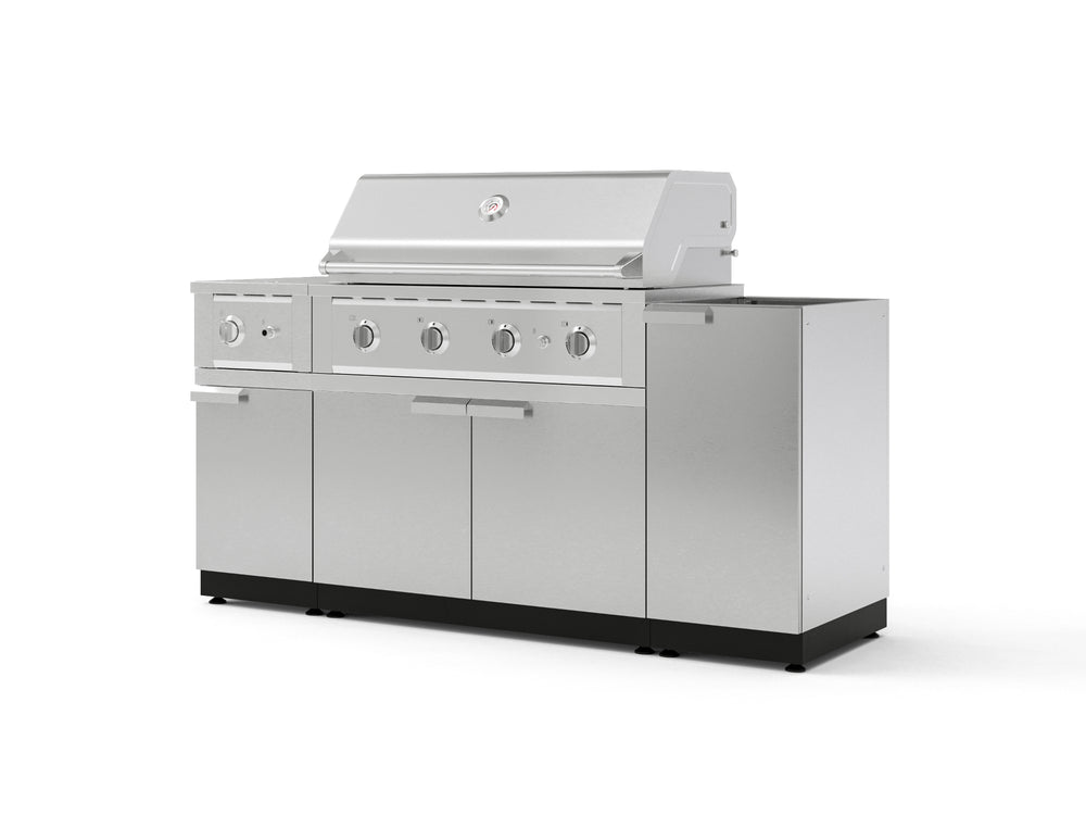NewAge Outdoor Kitchens Outdoor Grill Island Stainless-Steel 5-Piece Cabinet Set with 1-Door, Grill Cabinet, Side Burner and Performance Grill - (Liquid Propane) | Garage Giant