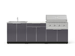 NewAge Outdoor Kitchens Aluminum 5-Piece Cabinet Set with Bar, Grill, Sink Cabinet, Performance Grill, and Countertop - (Liquid Propane) 