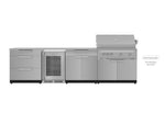 NewAge Outdoor Kitchens Stainless Steel 4-Piece Cabinet Set with 3-Drawer, Bar, Grill Cabinet and Fridge-66581-Garage Giant 