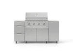 NewAge Outdoor Kitchens Outdoor Grill Island Stainless-Steel 6-Piece Cabinet Set with Casters 1 Door, 3 Drawer, Grill Cabinet, Performance Grill and Dekton in Aeris Countertops - (Liquid Propane) 