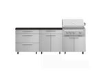 NewAge Outdoor Kitchens Stainless Steel 5-Piece Cabinet Set with Casters and 3 Drawer, Bar, Grill Cabinet, Platinum Grill, Countertop-72585-Garage Giant 