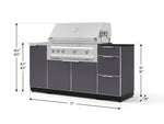 NewAge Outdoor Kitchens Outdoor Grill Island Aluminum 5-Piece Cabinet Set with Sink, 3 Drawer, Grill Cabinet, Platinum Grill and Stainless Steel Countertop - (Liquid Propane) 