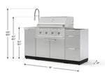 NewAge Outdoor Kitchens Outdoor Grill Island Stainless-Steel 5-Piece Cabinet Set with Sink, 3 Drawer, Grill Cabinet, Performance Grill and Stainless Steel Countertop - (Natural Gas) 