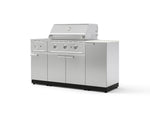 NewAge Outdoor Kitchens Outdoor Grill Island Stainless-Steel 6-Piece Cabinet Set with 1-Door, Grill Cabinet, Performance Grill, Side Burner and Dekton in Aeris Countertop - (Liquid Propane) | Garage Giant 