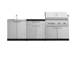 NewAge Outdoor Kitchens Stainless-Steel 5-Piece Cabinet Set with Sink, 2-Door with Drawer, Grill Cabinet, Platinum Grill and Countertop-71570-Garage Giant 