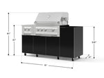 NewAge Outdoor Kitchens Outdoor Grill Island Aluminum 5-Piece Cabinet Set with Casters and 1-Door, Grill Cabinet, Dual Side Burner and Platinum Grill - (Liquid Propane) 