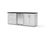 NewAge Outdoor Kitchens Stainless Steel 5-Piece Cabinet Set with 3-Drawer, 2-Door Cabinet, Countertops and Fridge-73858-Garage Giant 