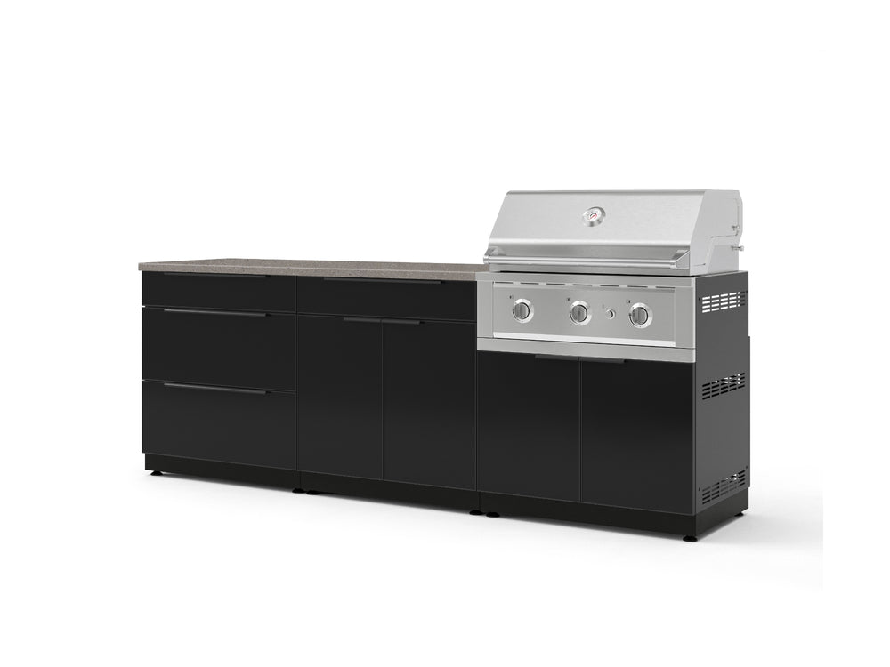 NewAge Outdoor Kitchens Aluminum 5-Piece Cabinet Set With 3 Drawer, Bar, Grill Cabinet, Performance Grill and Countertop-73336-Garage Giant