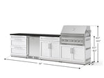 NewAge Outdoor Kitchens Stainless Steel 7-Piece Cabinet Set with 3-Drawer, Bar, Grill Cabinet, Platinum Grill, Countertop, and Stainless Steel Door Fridge-73621-Garage Giant 