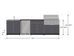 NewAge Outdoor Kitchens Aluminum 6-Piece Cabinet Set with Sink, Bar, Grill Cabinet, Performance Grill, Countertop and Fridge-71974-Garage Giant 